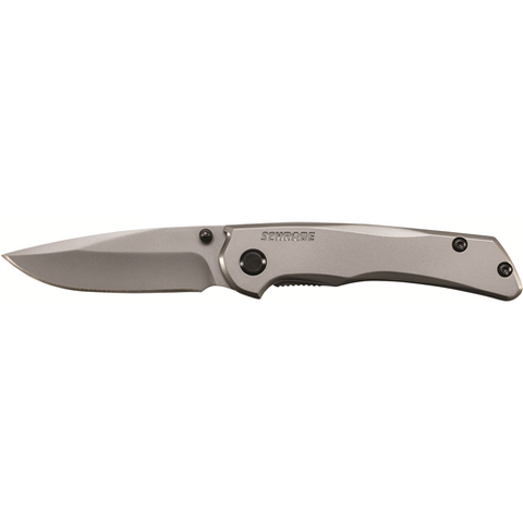 Schrade Frame Lock Folding Knife Drop Point Blade Grey Steel Handle