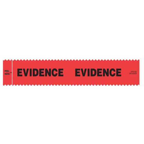 Sirchie - SIRCHMARK? Evidence Integrity Strips Red w- Black "Evidence" 1-3-8" x 7"  100-box